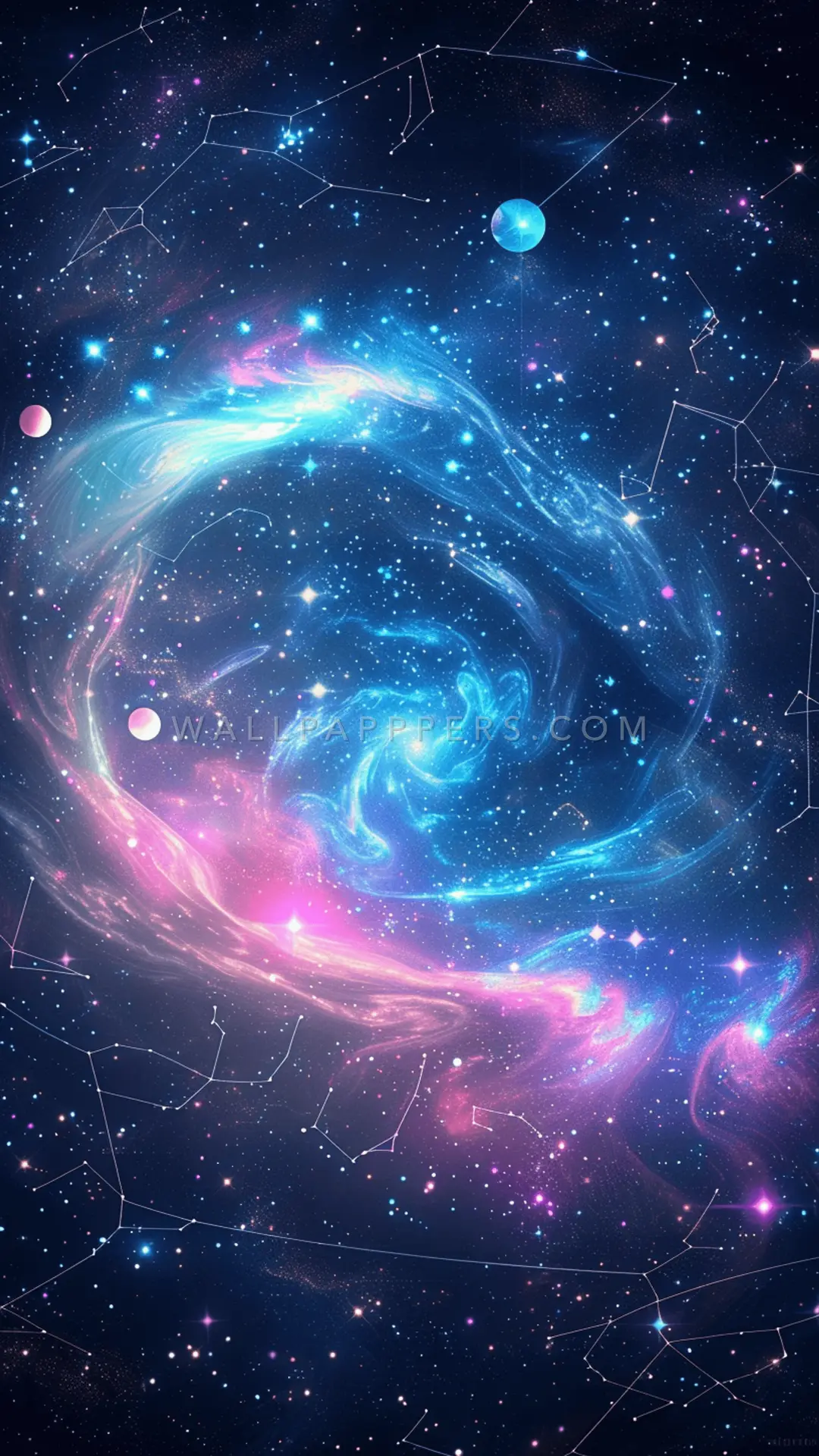 Beautiful Colorful Cosmic Scene, AI-generated cosmic phone wallpaper