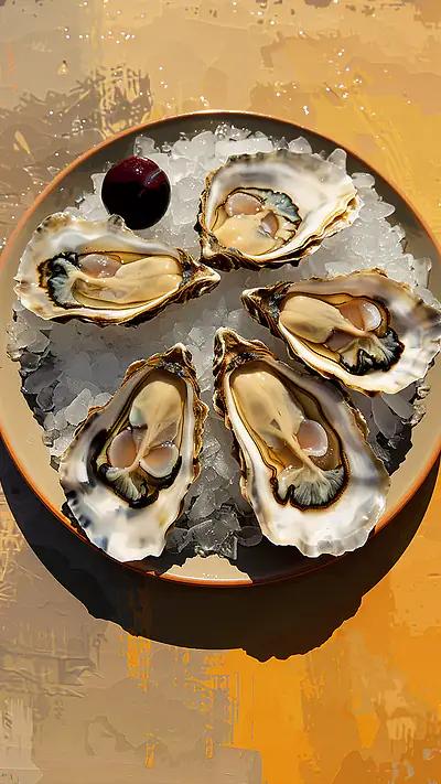 Oysters on Ice, AI-generated food phone wallpaper