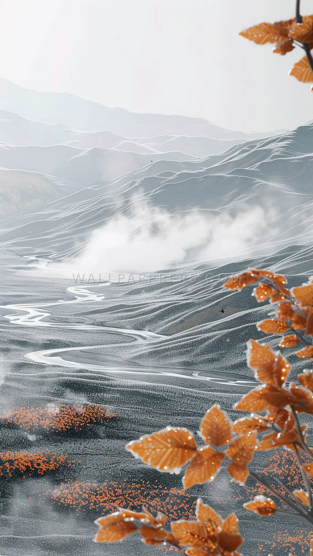Himalayan Foothills Landscape, AI-generated mountain phone wallpaper