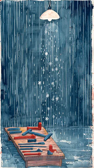 Woodworker's Bench, AI-generated minimalist phone wallpaper