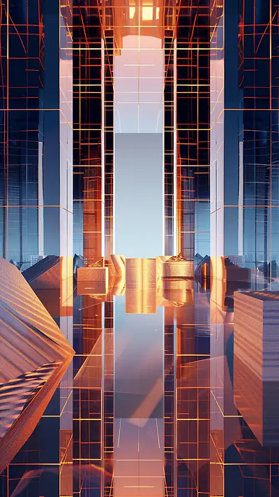 Overlaid Grids in Moire Effect, AI-generated geometric phone wallpaper