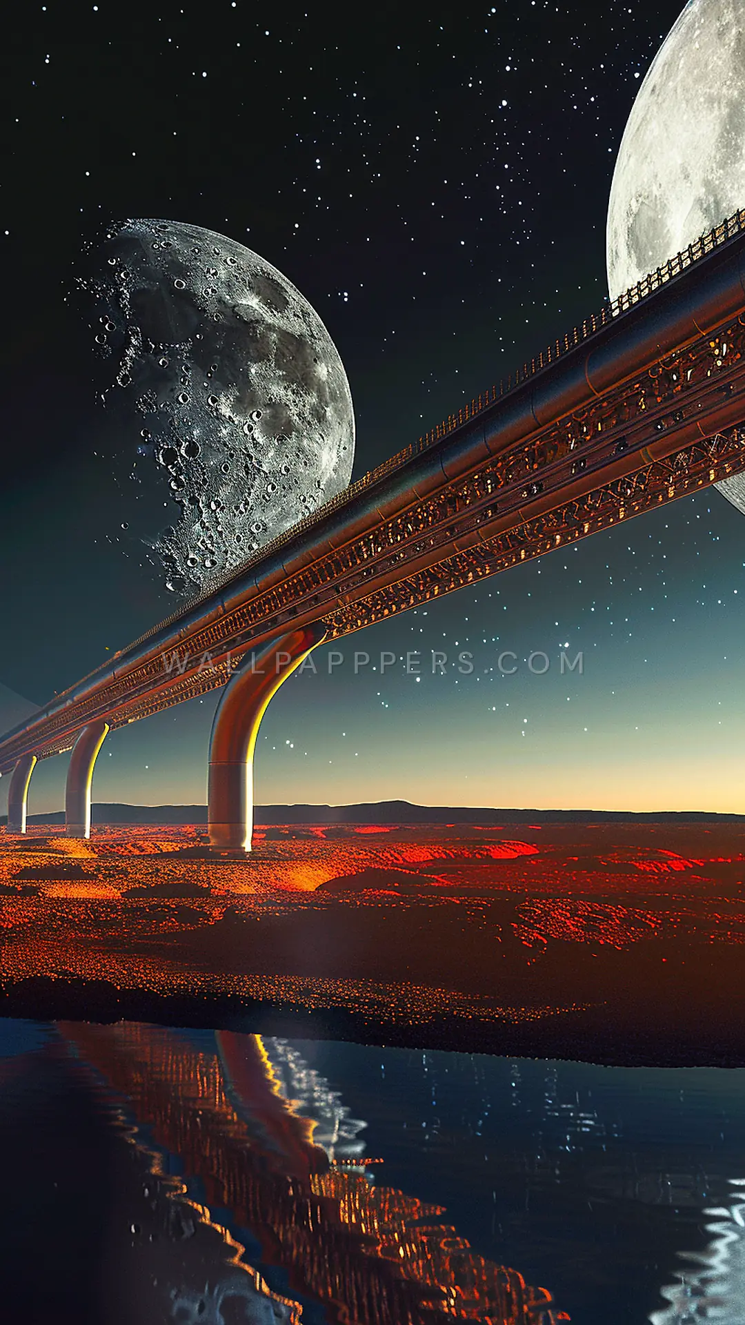 Futuristic Launch Corridor, AI-generated sci-fi phone wallpaper