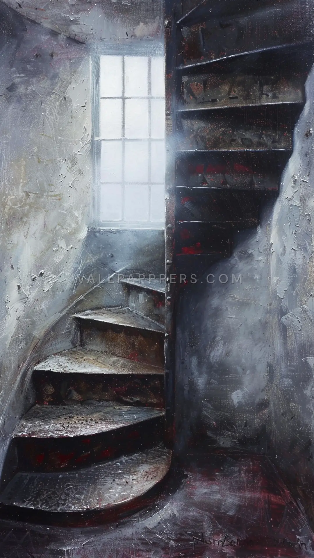 Lighthouse Stairwell, AI-generated architecture phone wallpaper