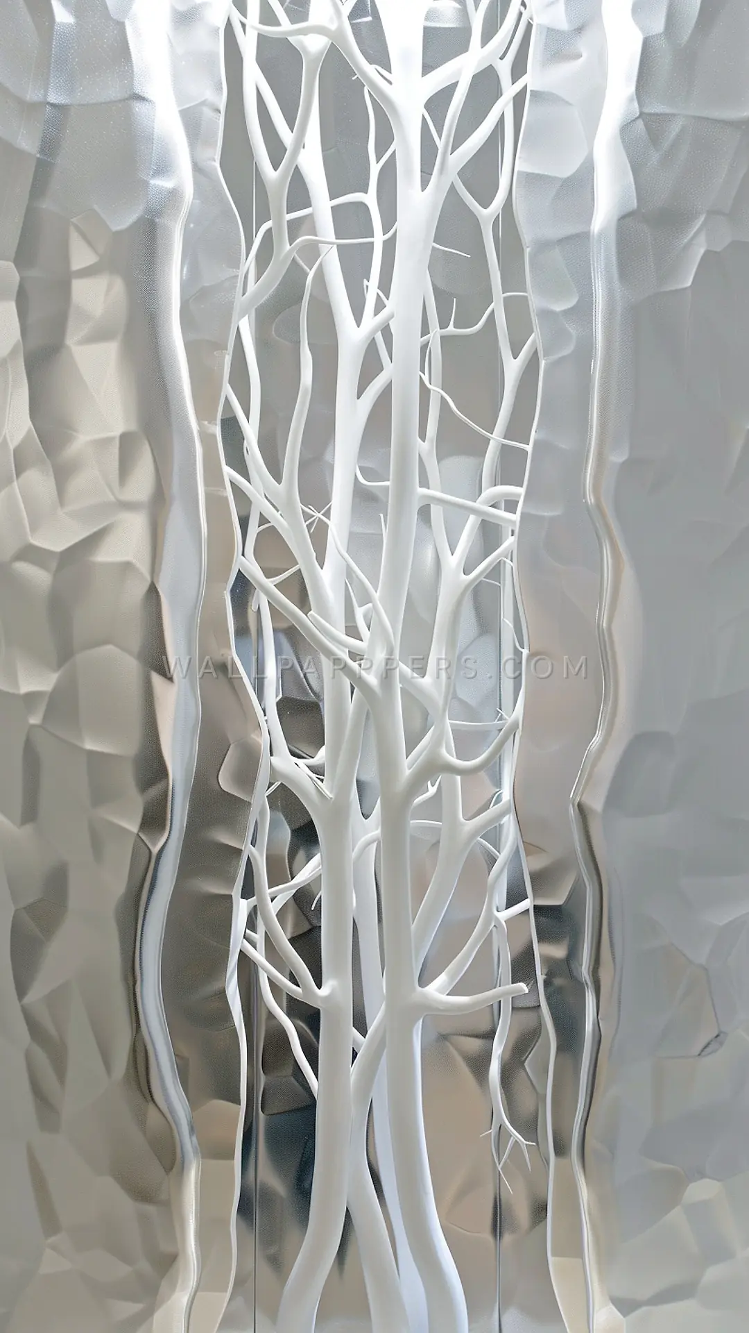 Branching Geometric Channels, AI-generated geometric phone wallpaper