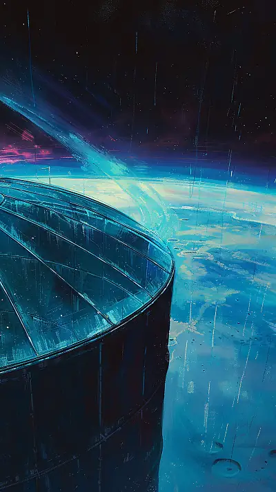 Cosmic Greenhouse in Space, AI-generated cosmic phone wallpaper
