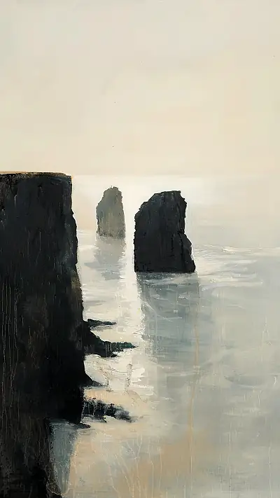 Algarve Sea Stacks at Dusk, AI-generated ocean phone wallpaper