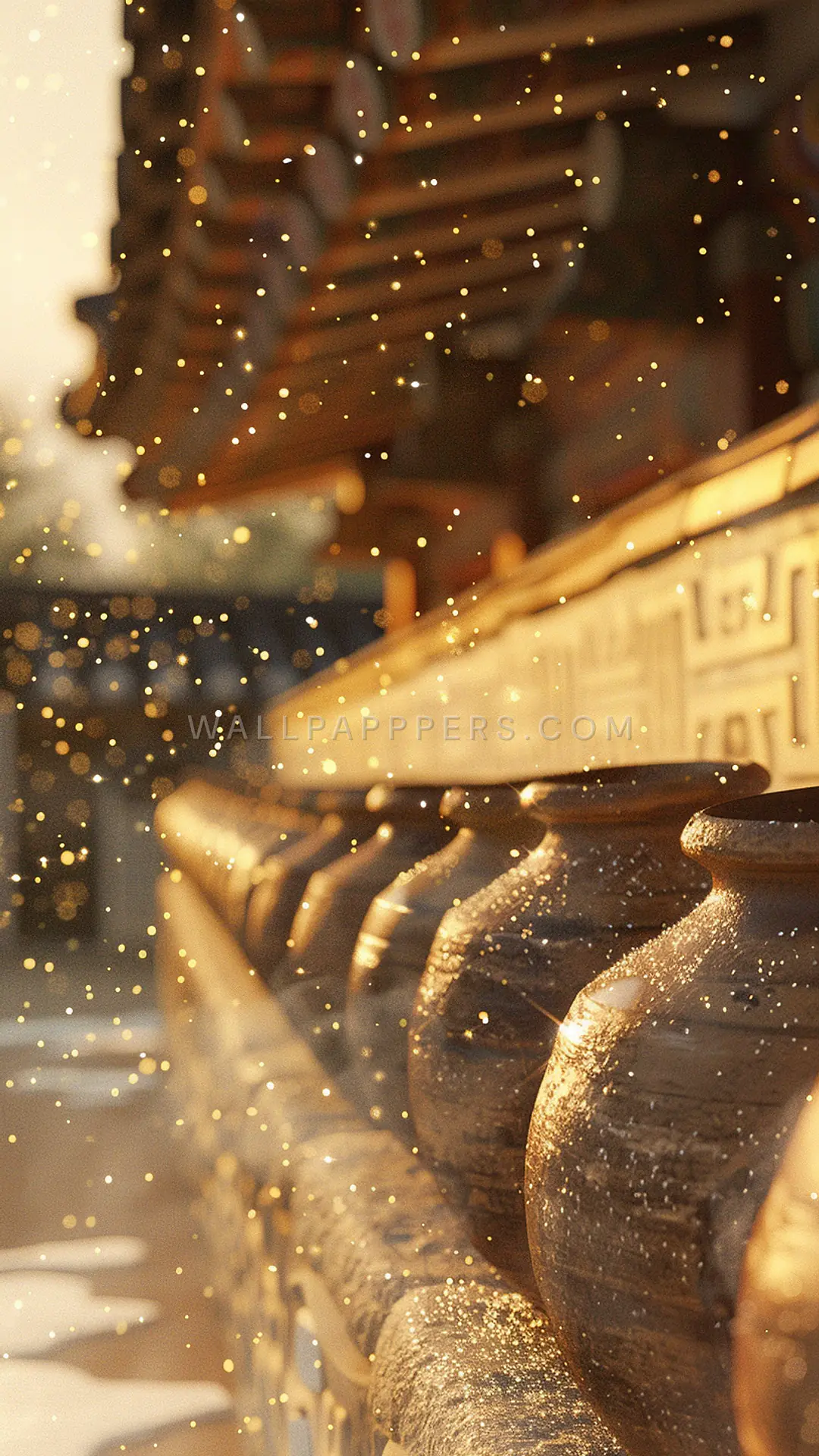 Hanok Courtyard Jars, AI-generated minimalist phone wallpaper