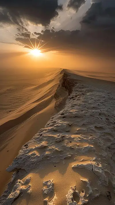 Empty Quarter Sunset, AI-generated landscape phone wallpaper