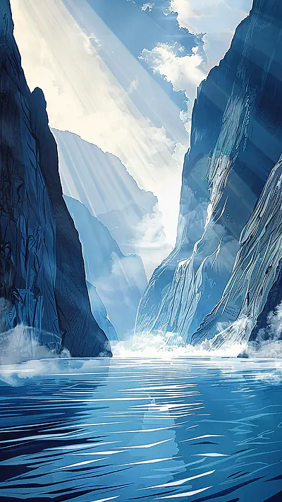 Fiordland Coastline Serenity, AI-generated ocean phone wallpaper