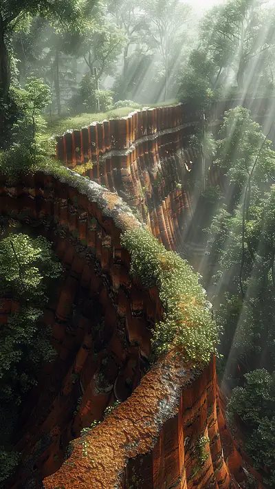 Ancient Earth Fort, AI-generated ruins phone wallpaper