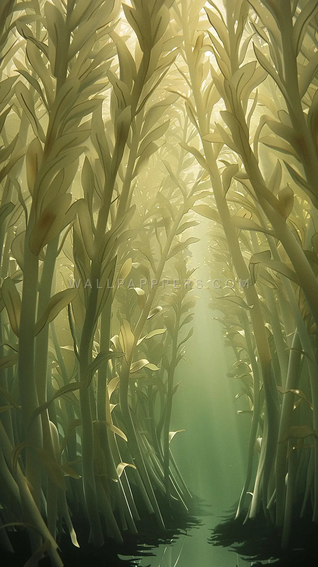 Underwater Kelp Forest, AI-generated underwater phone wallpaper