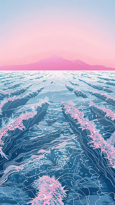 Freckled Ocean Surface, AI-generated ocean phone wallpaper