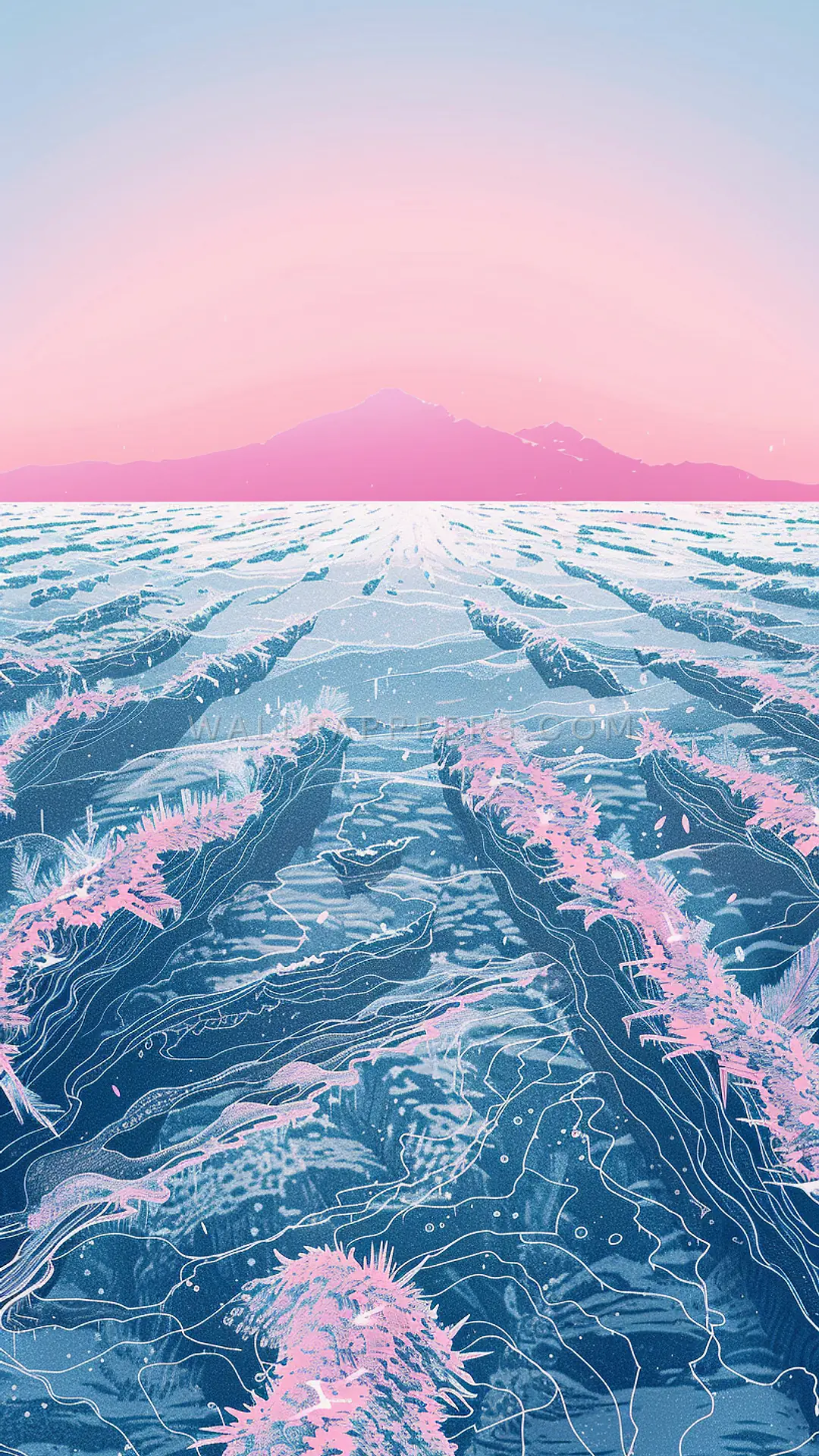 Freckled Ocean Surface, AI-generated ocean phone wallpaper