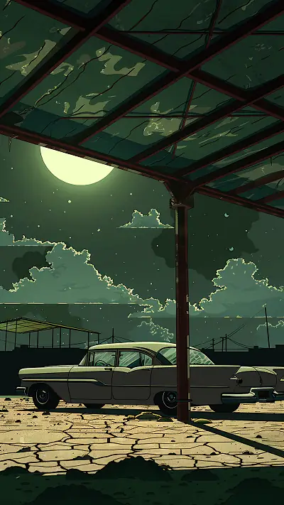 Vintage Sedan in Havana, AI-generated urban phone wallpaper