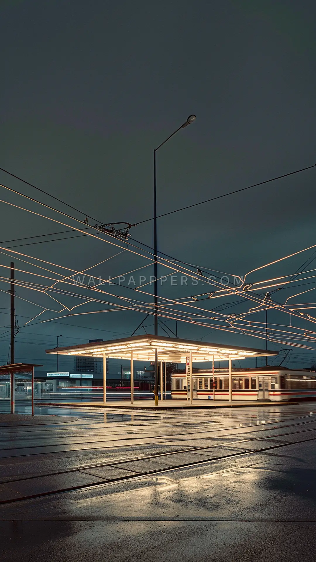 Melbourne Tram Terminus, AI-generated urban phone wallpaper