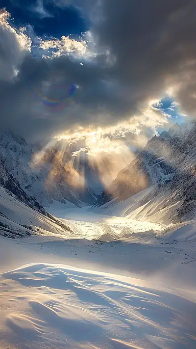 Aoraki Alpine Basin in Winter, AI-generated landscape phone wallpaper