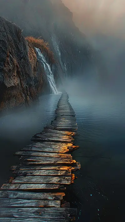 Kisumu Jetty in Fog, AI-generated architecture phone wallpaper