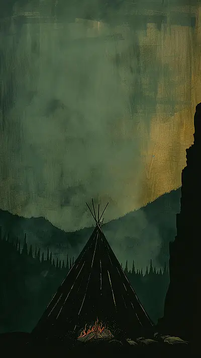 Sami Lavvu Silhouette, AI-generated minimalist phone wallpaper