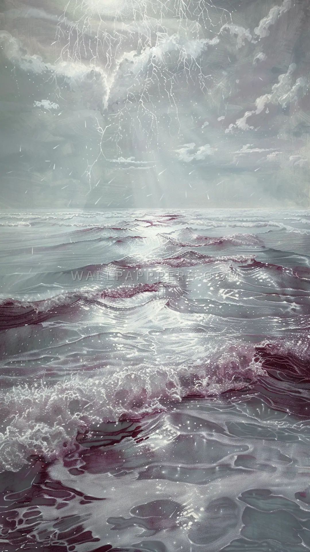 Tidal Race Over Shallow Water, AI-generated ocean phone wallpaper