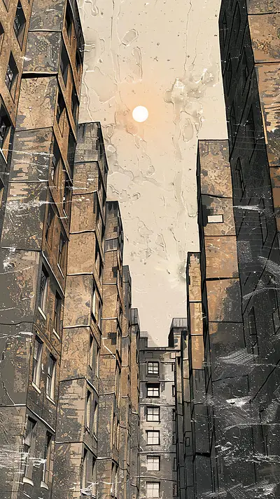 Glasgow Tenement Close, AI-generated architecture phone wallpaper