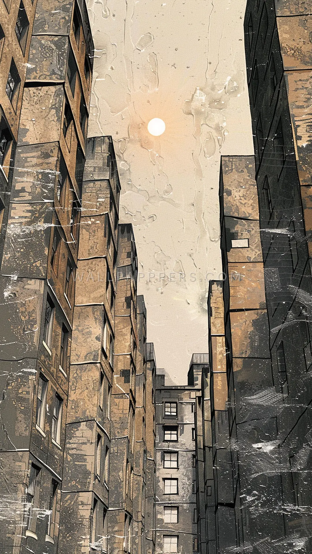 Glasgow Tenement Close, AI-generated architecture phone wallpaper