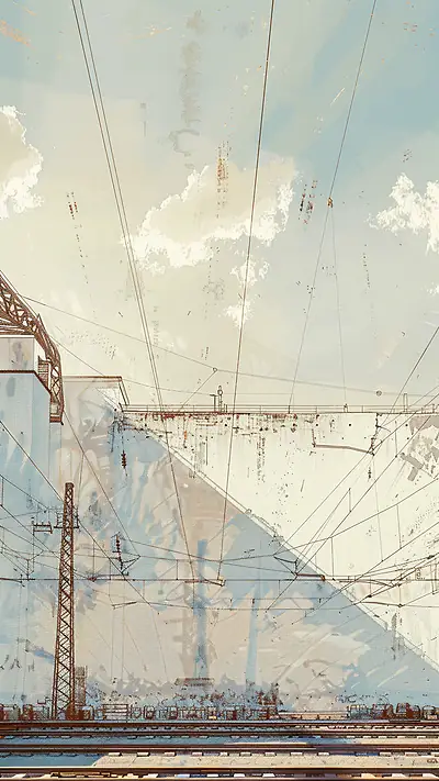 Prague Tram Depot, AI-generated architecture phone wallpaper