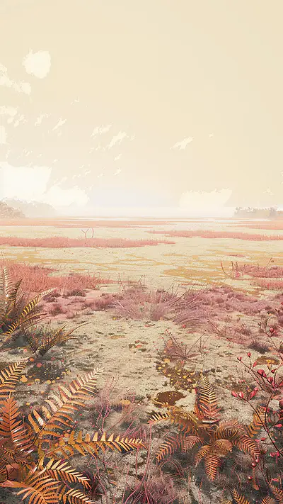 Vast Peat Bog Landscape, AI-generated flora phone wallpaper