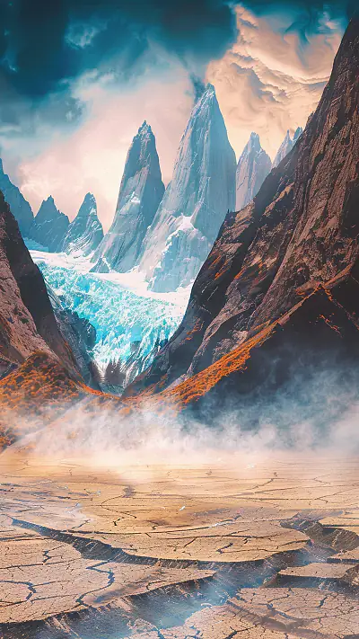 Patagonian Mountain Landscape, AI-generated mountain phone wallpaper