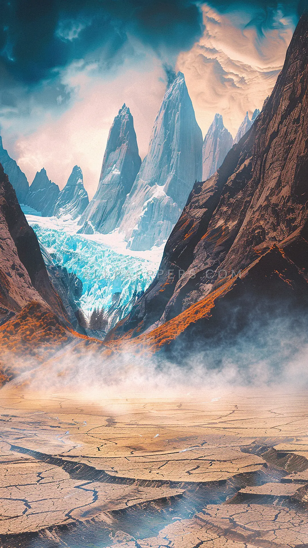 Patagonian Mountain Landscape, AI-generated mountain phone wallpaper