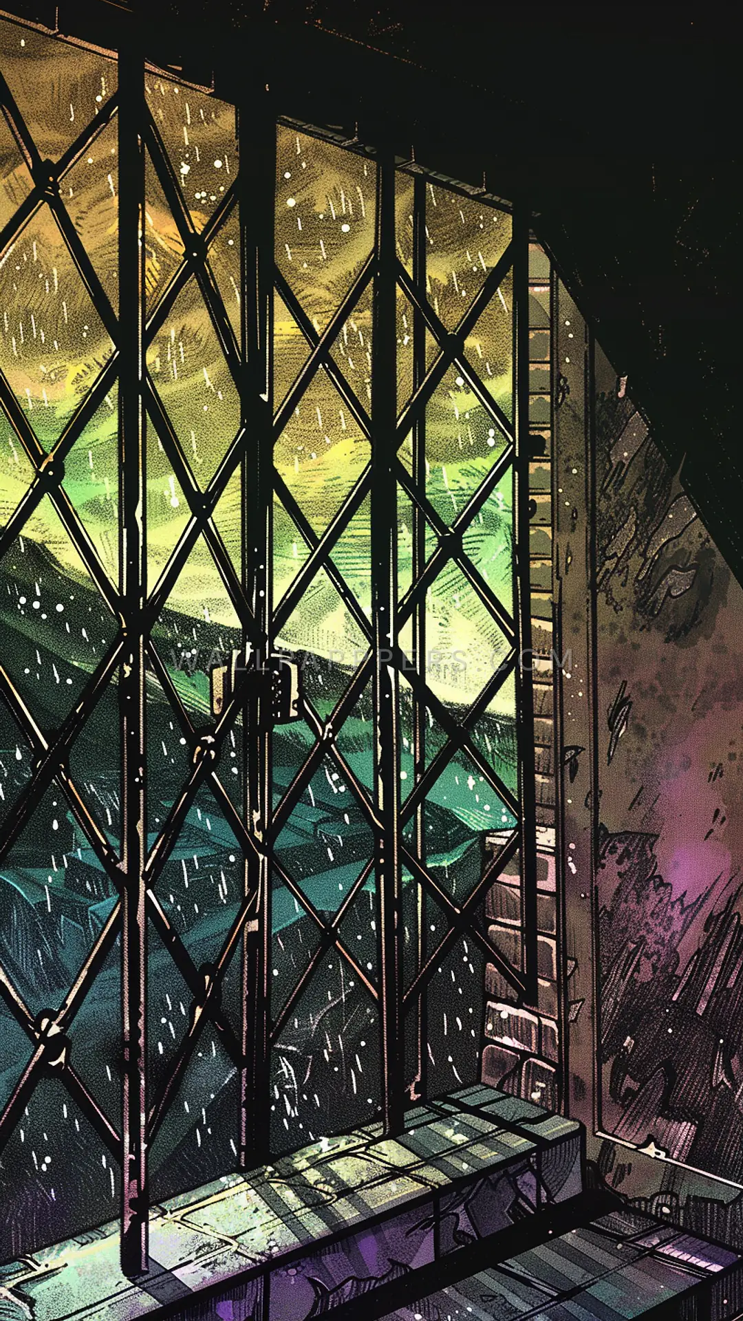 Chinatown Shophouse Stairwell, AI-generated architecture phone wallpaper