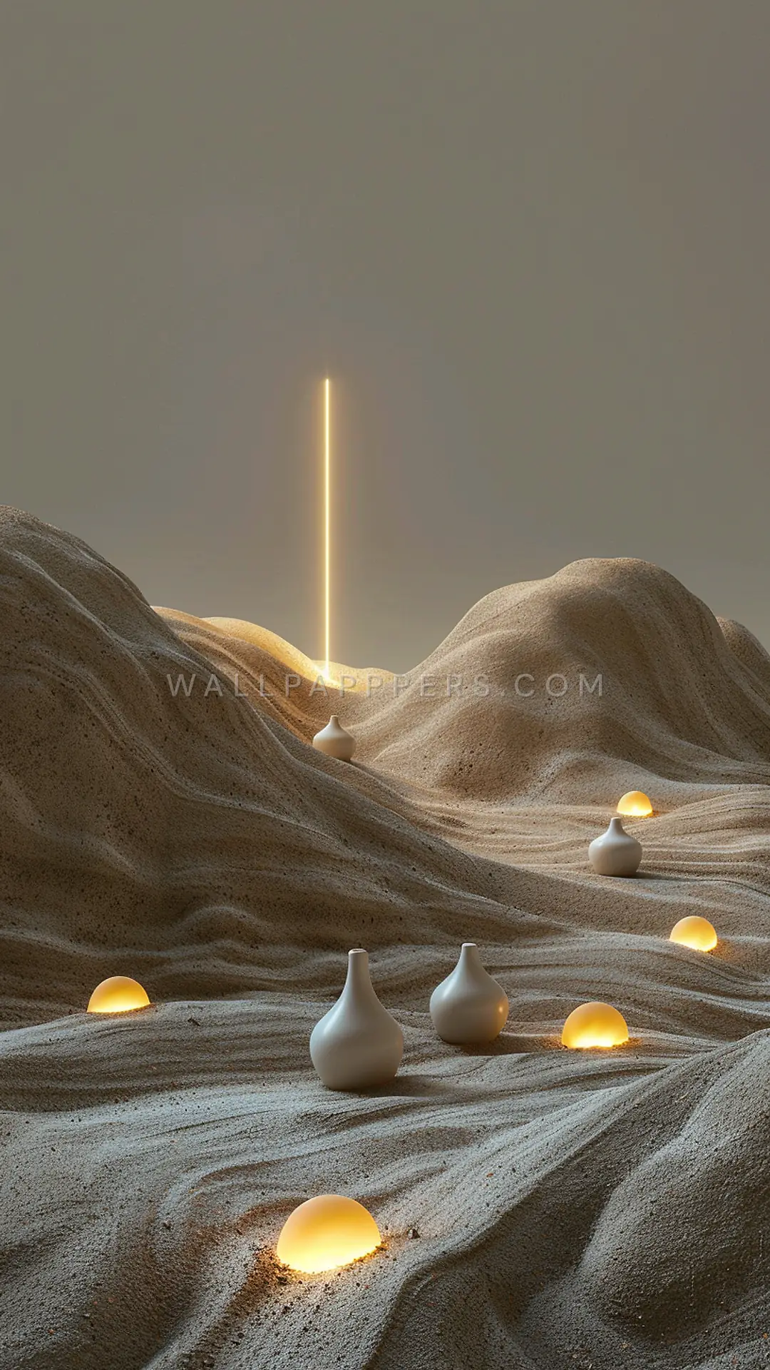 Surreal Stone Landscape, AI-generated vaporwave phone wallpaper