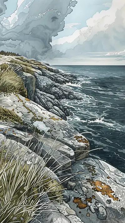 Newfoundland Shoreline, AI-generated ocean phone wallpaper