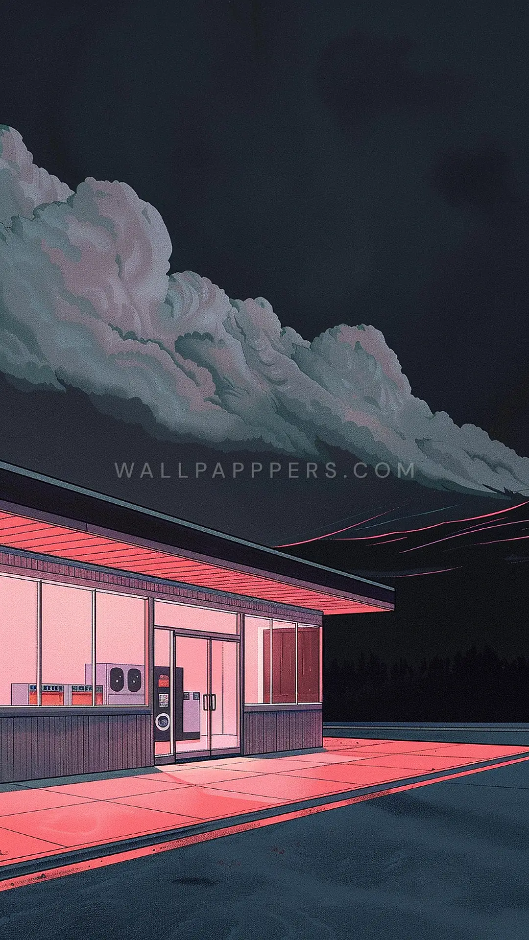Toronto Laundromat at Night, AI-generated architecture phone wallpaper