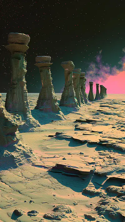 Hoodoo Formation in Desert, AI-generated desert phone wallpaper
