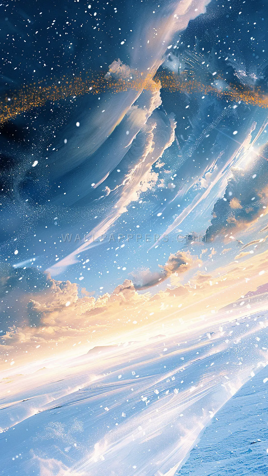 Snow Squall Landscape, AI-generated weather phone wallpaper