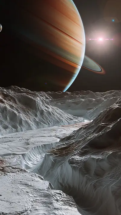 Ringed Gas Giant, AI-generated cosmic phone wallpaper