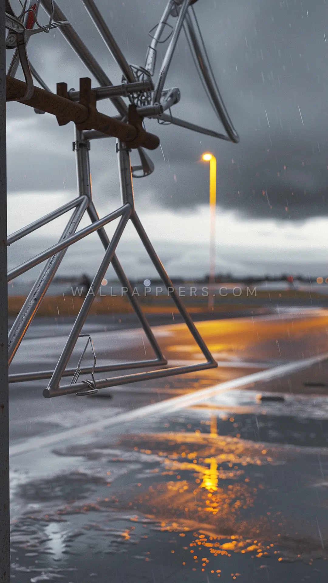 Bicycle Frames in Workshop, AI-generated mechanical phone wallpaper
