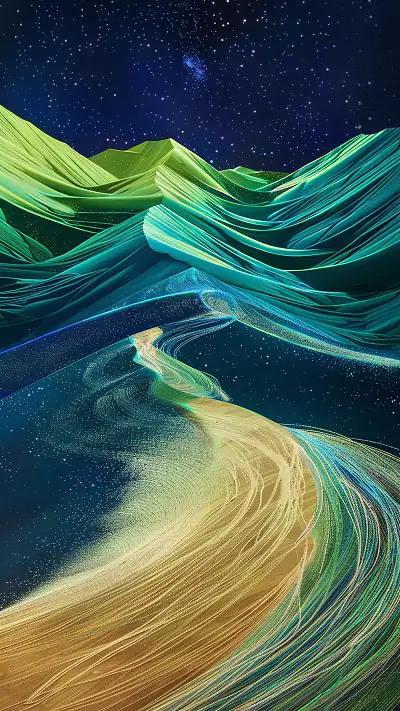 Waves of the Desert, AI-generated desert phone wallpaper