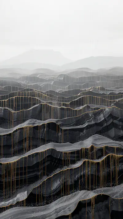 Obsidian Flows in the Andes, AI-generated volcanic phone wallpaper
