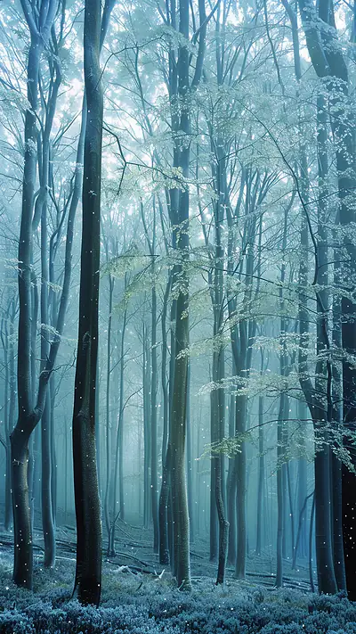 Towering Forest in Spring, AI-generated forest phone wallpaper