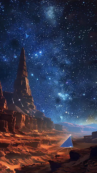 Majestic Starry Landscape, AI-generated space phone wallpaper