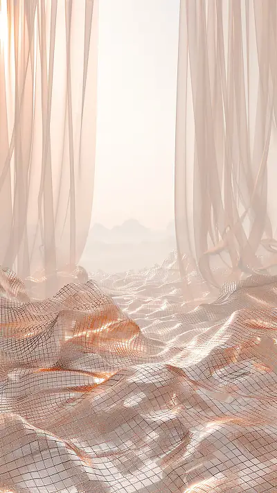Pastel Grids Landscape, AI-generated vaporwave phone wallpaper