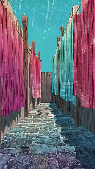 Vibrant Urban Courtyard, AI-generated urban phone wallpaper