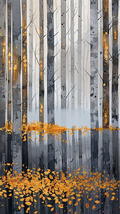 Autumn Forest Reflection, AI-generated forest phone wallpaper