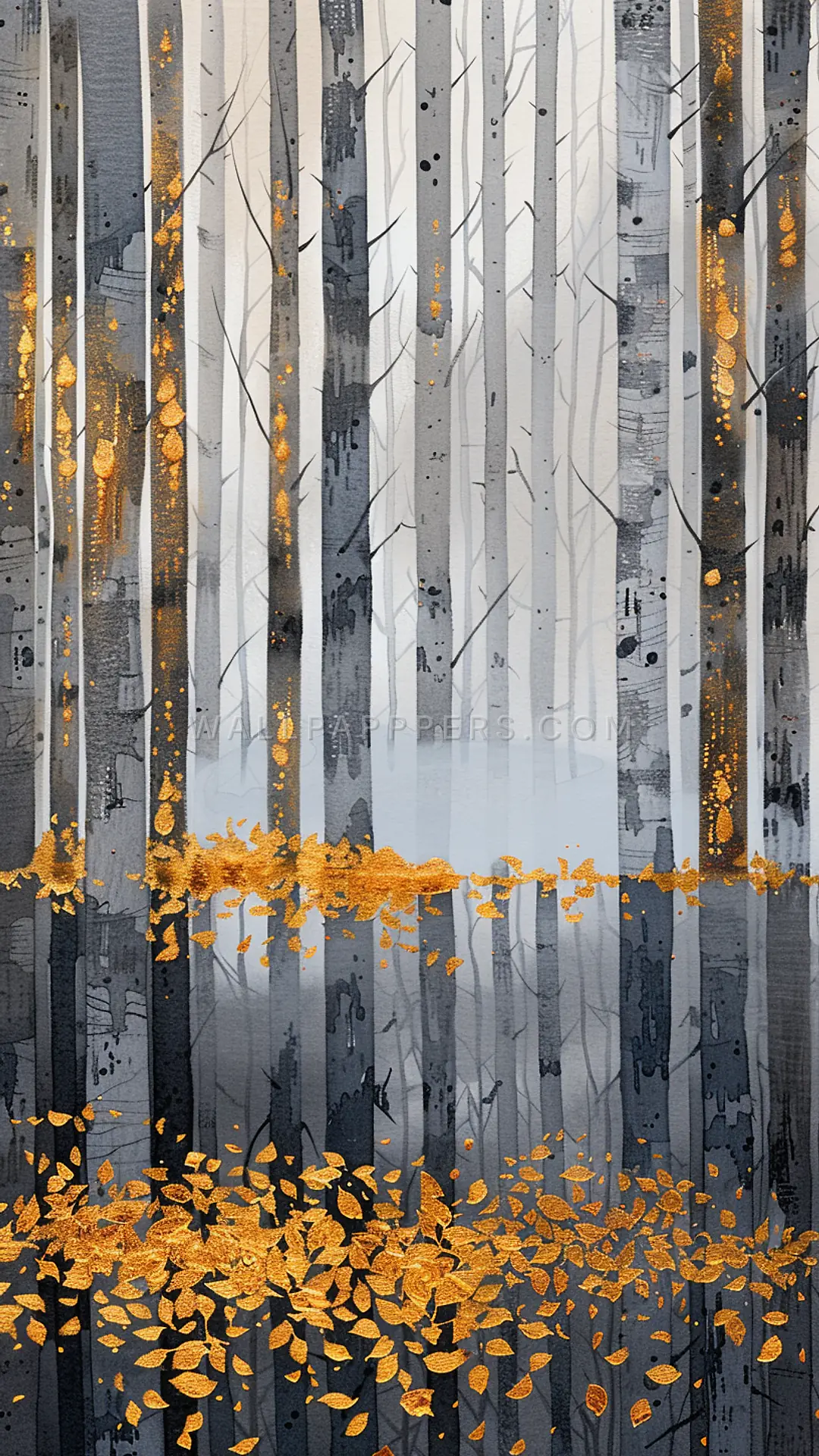 Autumn Forest Reflection, AI-generated forest phone wallpaper