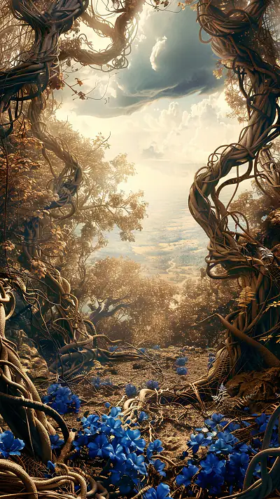 Twisty Lianas Thicket, AI-generated flora phone wallpaper