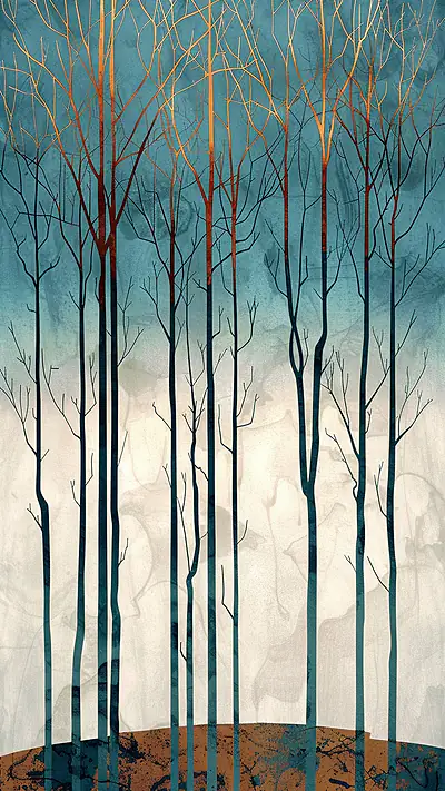 Spiny Autumn Forest, AI-generated forest phone wallpaper