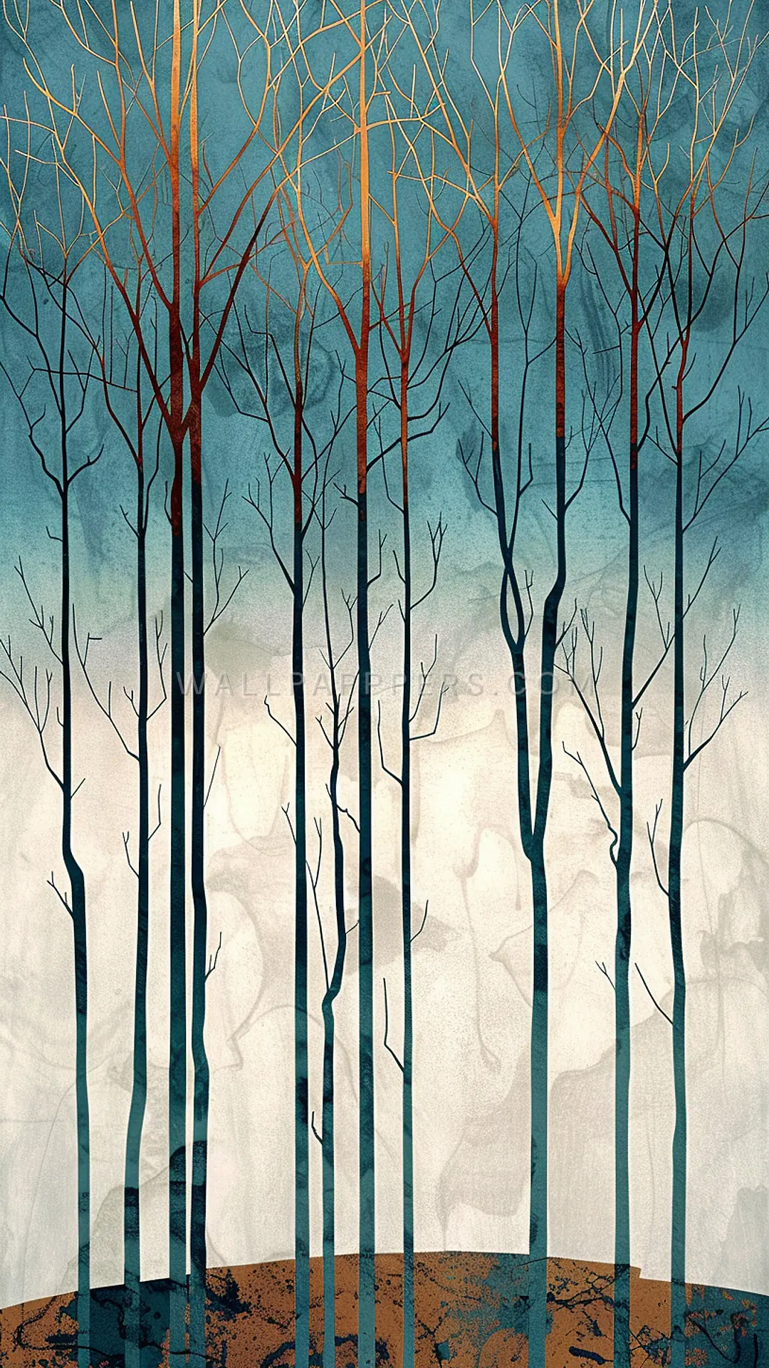 Spiny Autumn Forest, AI-generated forest phone wallpaper