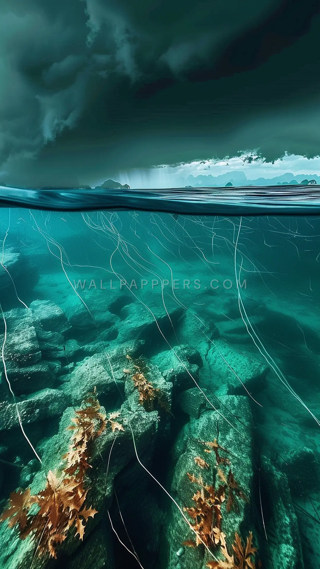 Underwater Serenity, AI-generated underwater phone wallpaper