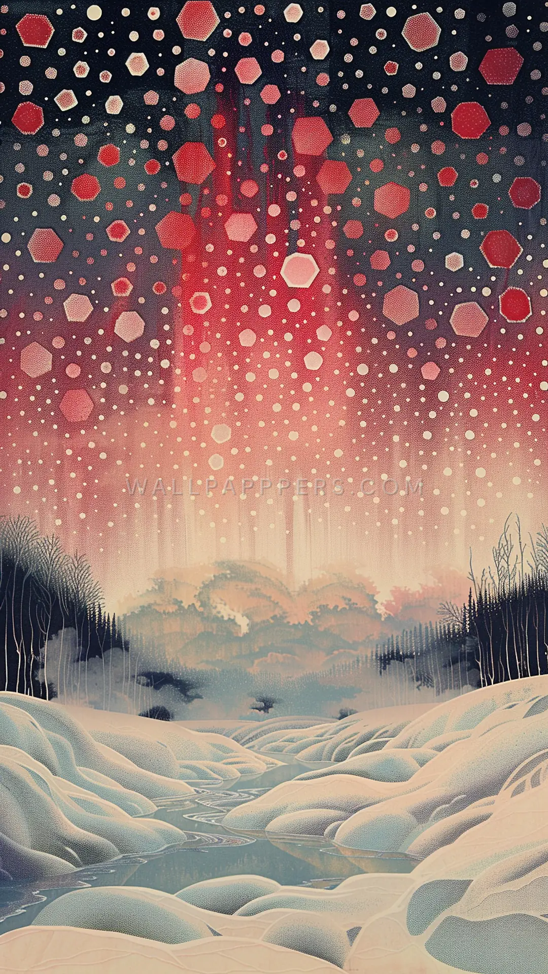 Vibrant Aurora Landscape, AI-generated aurora phone wallpaper